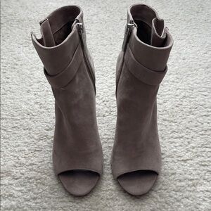 BCBGeneration Taupe Open-Toe Ankle Booties